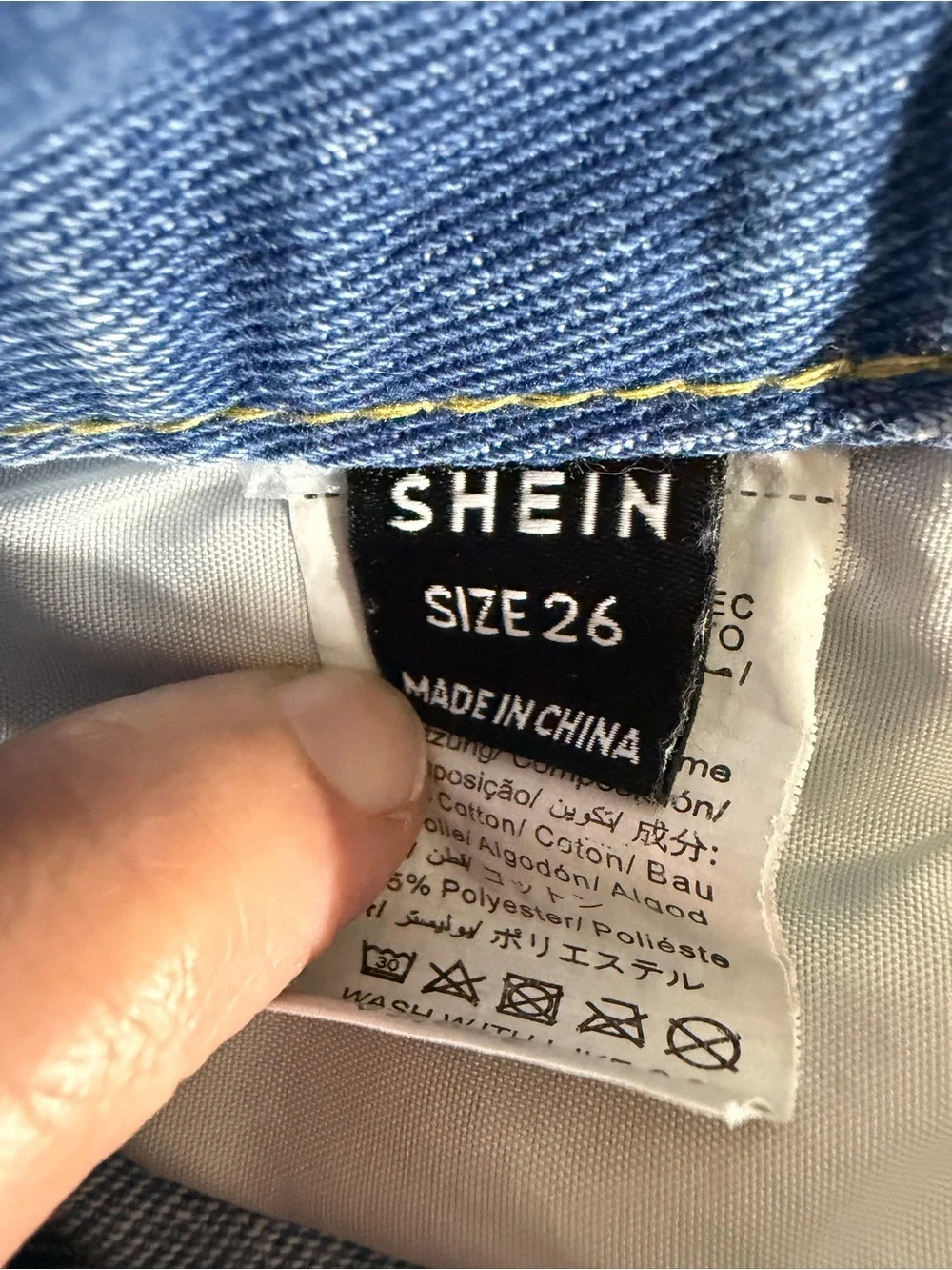 SHEIN Light Blue Distressed Patch Denim Shorts